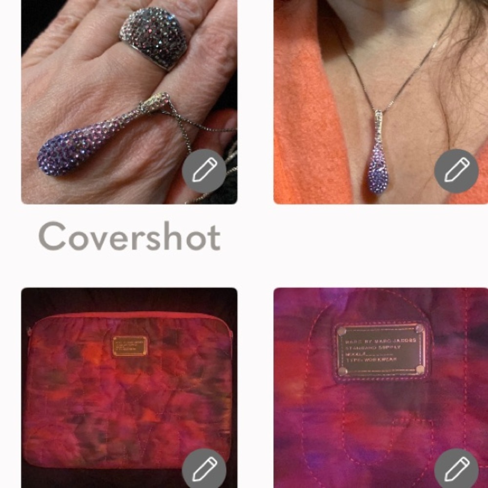 NEW MJ IPad bag 14x10+18”Italy chain💜💍8 pendant 1.75” +drop earrings